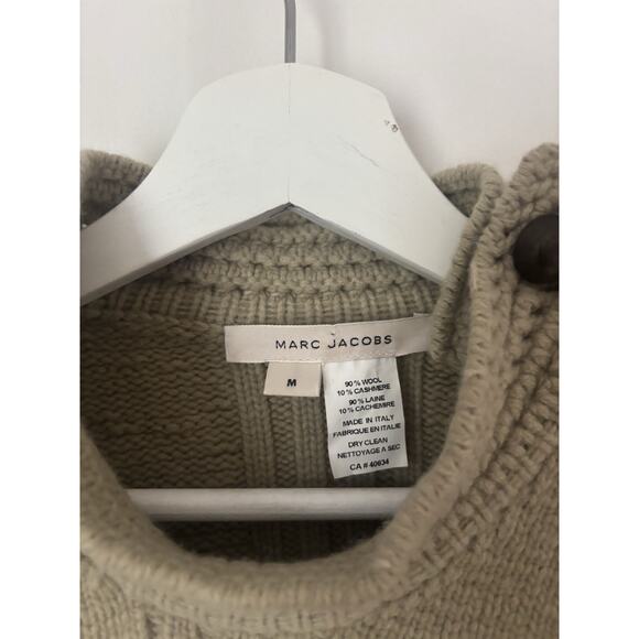 Marc Jacobs Sweater Poncho Womens Medium Wool Cashmere Tan Long Knit - Picture 6 of 12